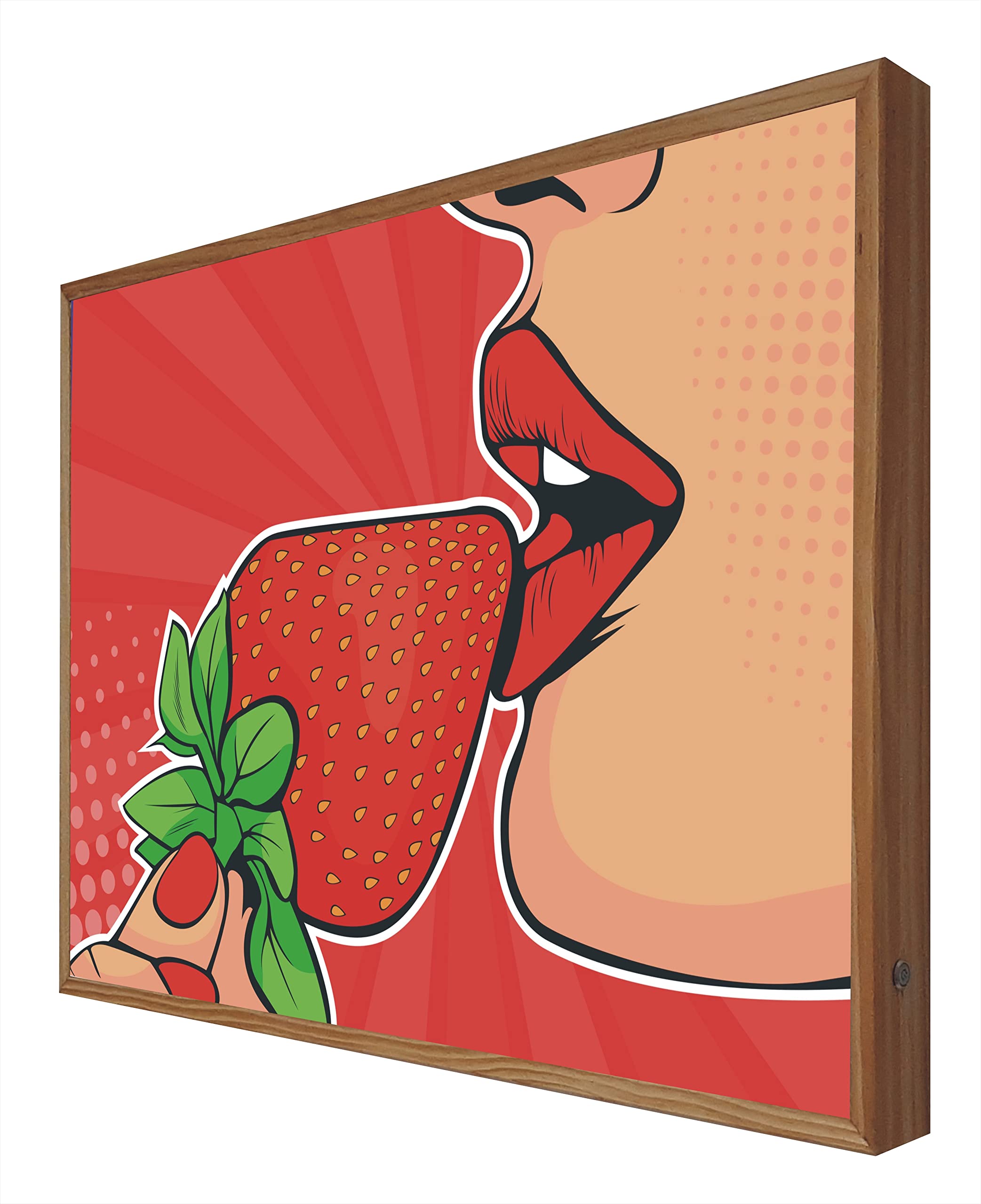 Cuadro con Marco Madera Iluminado con Luz Leds Pop Art: Labios de Mujer
