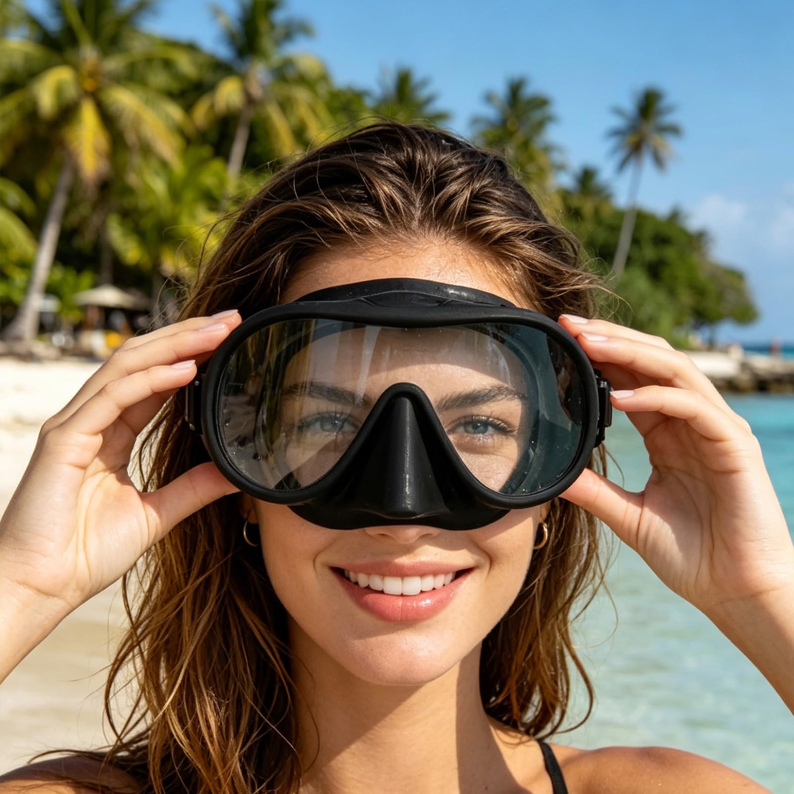 Gafas de buceo, lentes de ángulo ancho, cómodas gafas de silicona para la cabeza para natación submarina y esnórquel, lente única