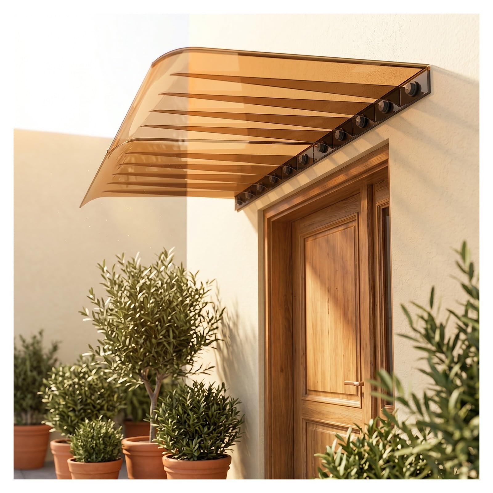 Zhengqian One Color Brown Front Door Canopy Outdoor Awning,Polycarbonate Cover,Uv Rain Snow Protection,Porch Canopy Awning For Window,For Garden Outdoor Patio Protection(W35*L50cm/W13.7*L19.6in)
