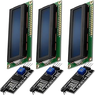 AZDelivery HD44780 1602 16x2 Serial LCD White Character Blue Backlight Display Board IIC PCF8574T I2C Adapter Converter Bundle Compatible with Arduino and Raspberry Pi Including E-Book! (Pack of 3)