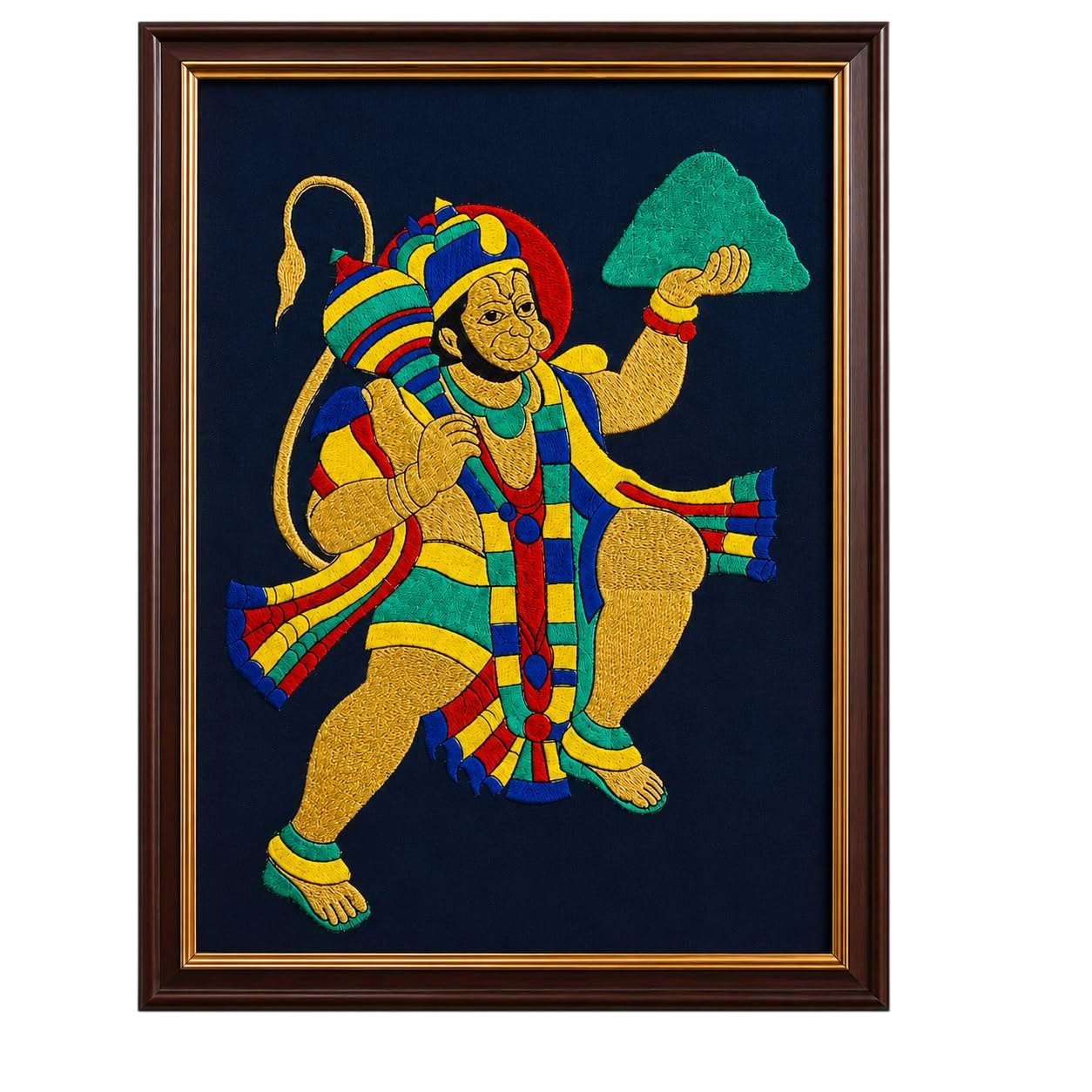 RADHE HAND WORKs Hand Embroidered Lord Hanuman | Handmade Religious Embroidery Fabric | Unframed DIY Framing | Hindu Wall Decor for Home, Temple & Office-image-39