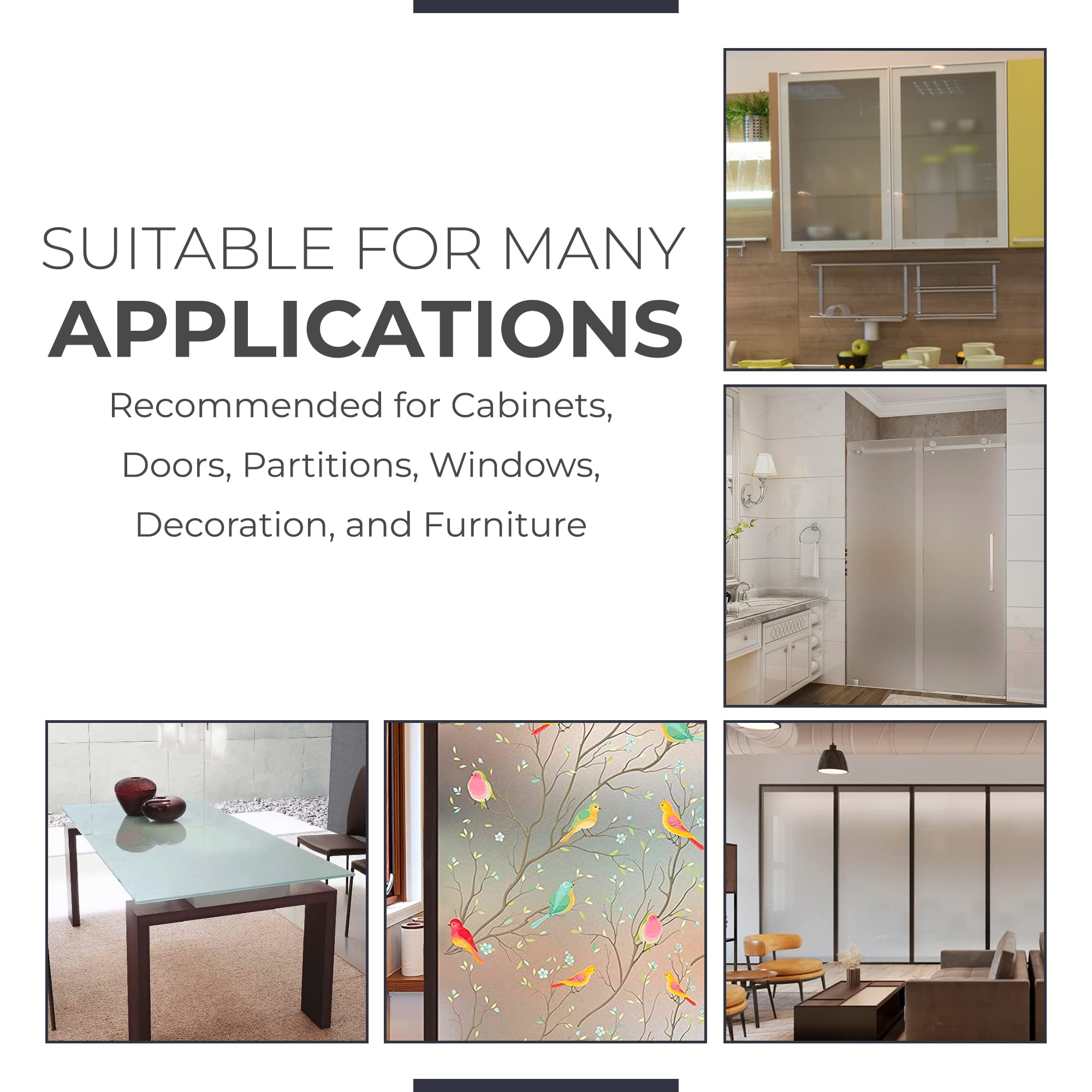 Custom Cut to Size Pattern Frosted (Acid Etch) Tempered Glass 1/4