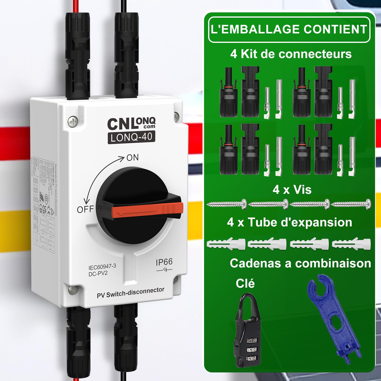 DC PV Isolateur Interrupteur Sectionneur 32A 1200V Disjoncteur Solaire Photovoltaïque IP66 étanche de déconnexion Boîte délectricité Pour Système Solaire Photovoltaïque