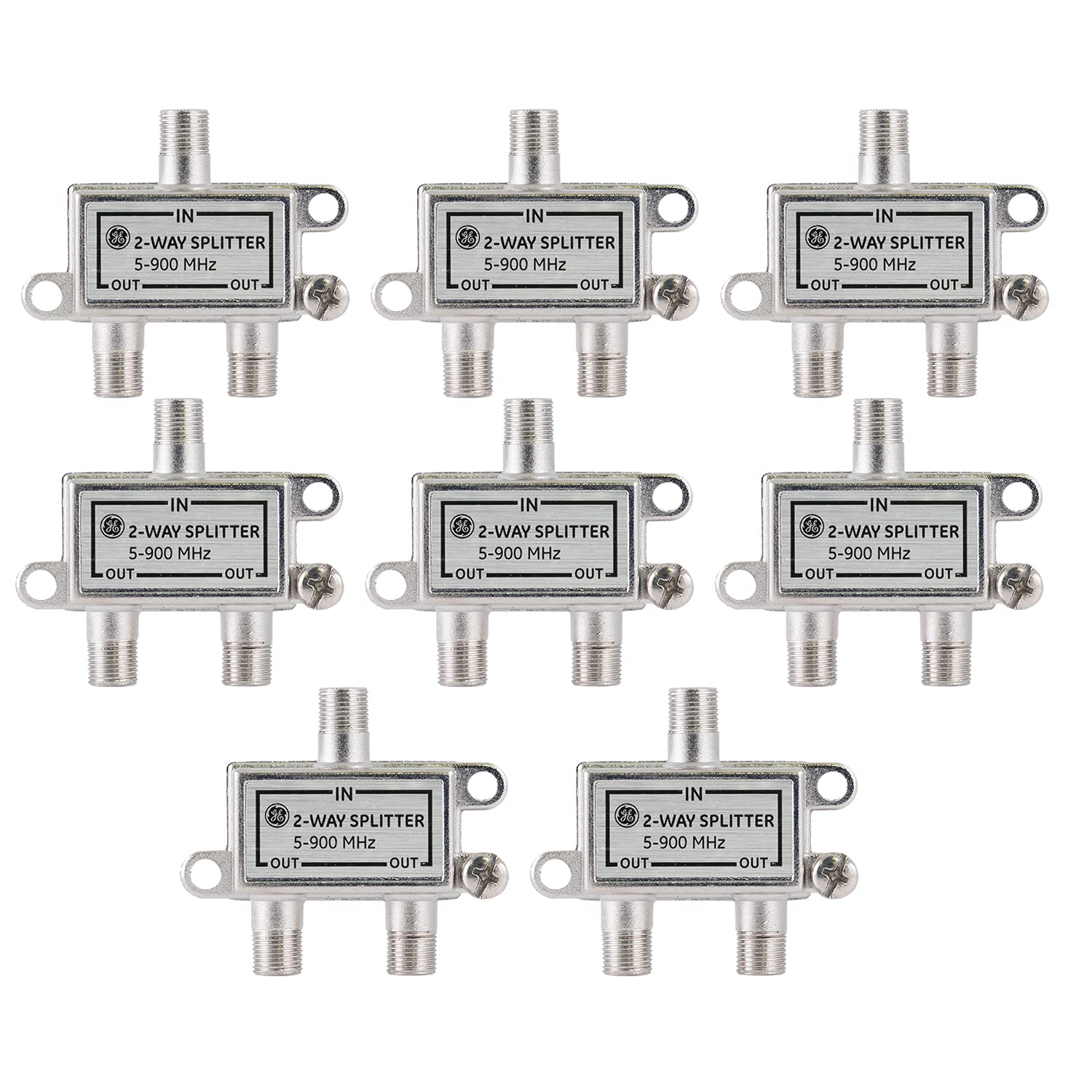 Amazon | GE 同軸ケーブルスプリッター 2ウェイ 8個パック 5-900MHZ