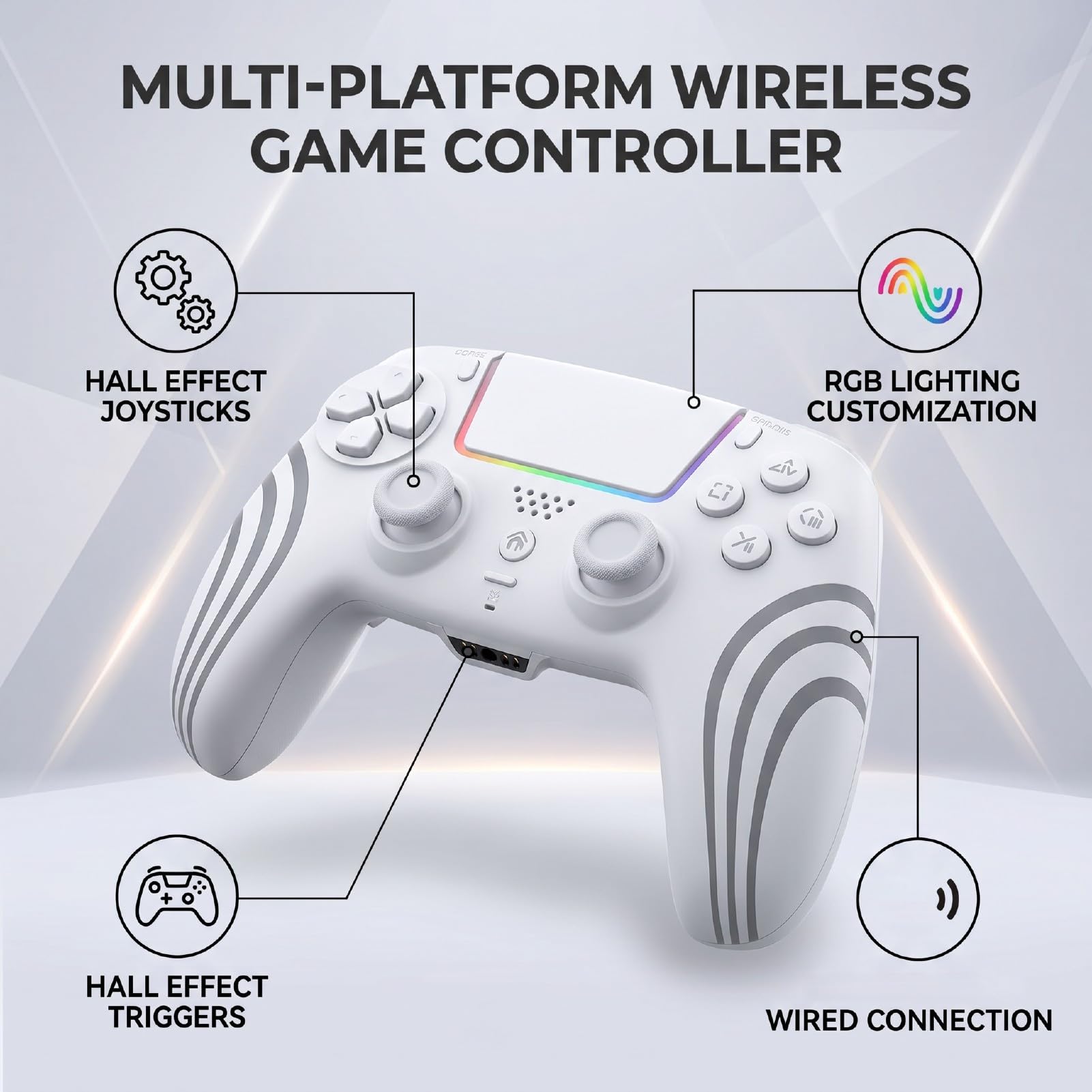 YUEHISY Controller di Gioco Wireless, Controller per PC, Hall Effect Gamepad for Gaming su Computer e Intrattenimento Domestico