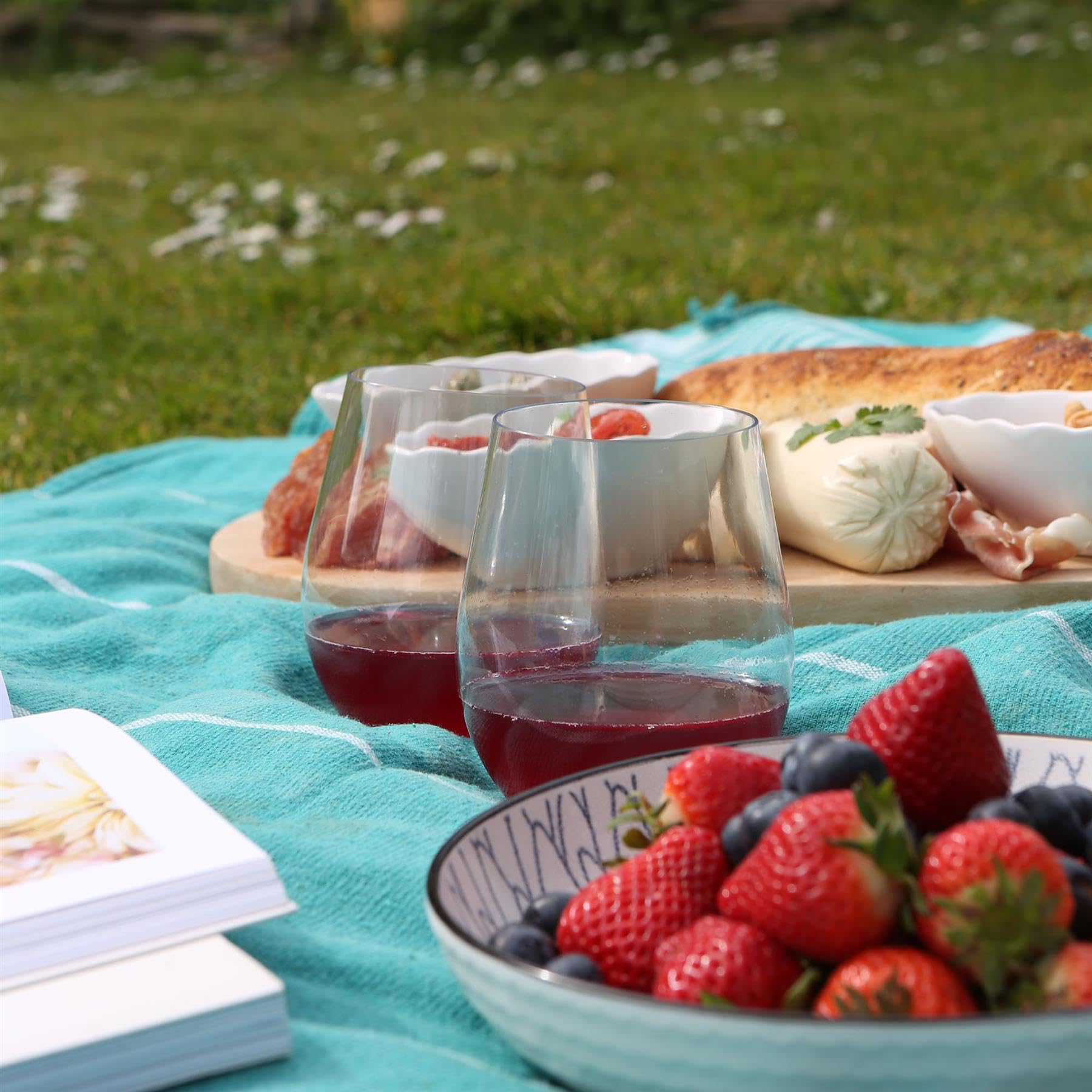 Argon Tableware 12x 600ml Plastique Réutilisable Verres à Vin sans Pied - Adultes Grand Clair Cocktail Fête Pique-nique Camping Buvant Gobelets Tasses Ensemble