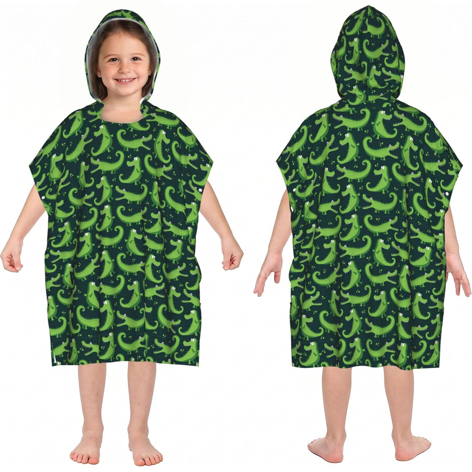 Noble Ren Cartoon Crocodile Hooded Kids Beach Towels Girls Boys Swimming Coverings Towels Bath Towels, Bathrobes, And Ponchos Absorb Water Quickly And Dry Well