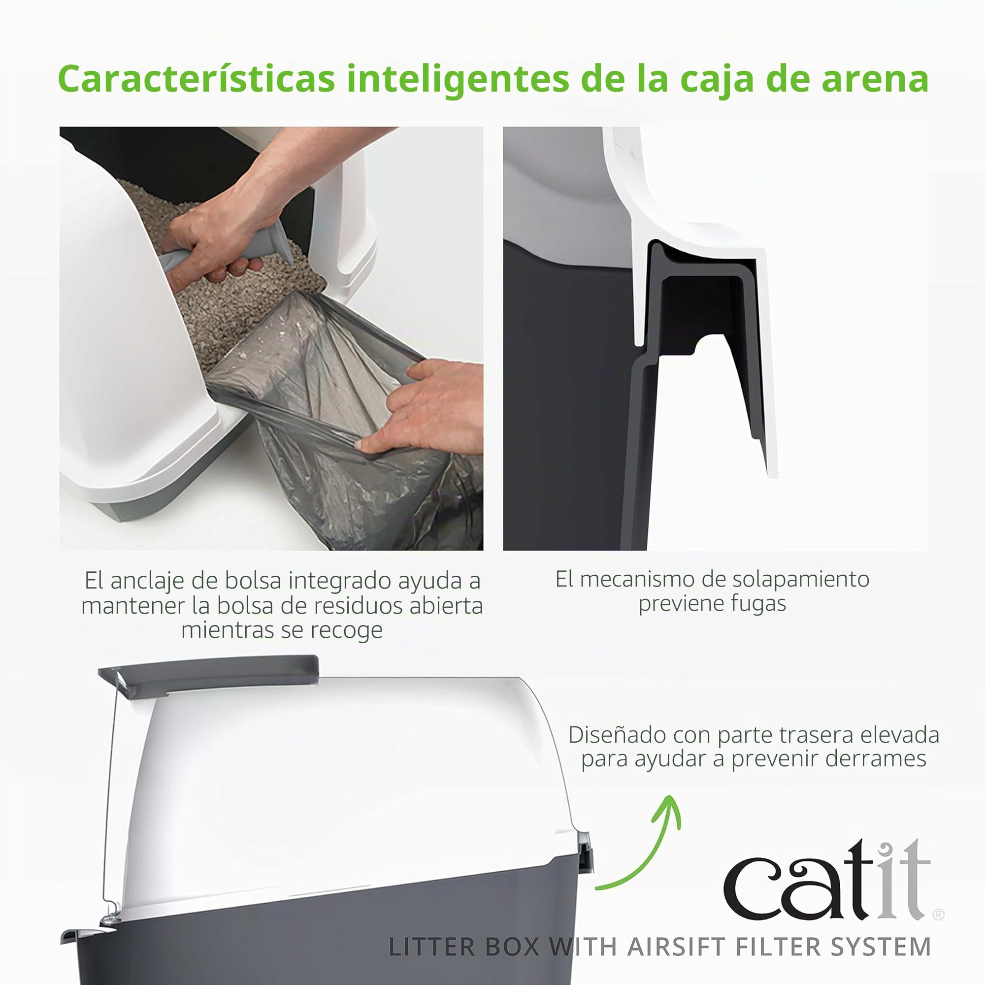 Catit Caja sanitaria 386841/92, con funda, blanca/gris, 54,5 x 41,5 x 46 cm (el producto puede variar)