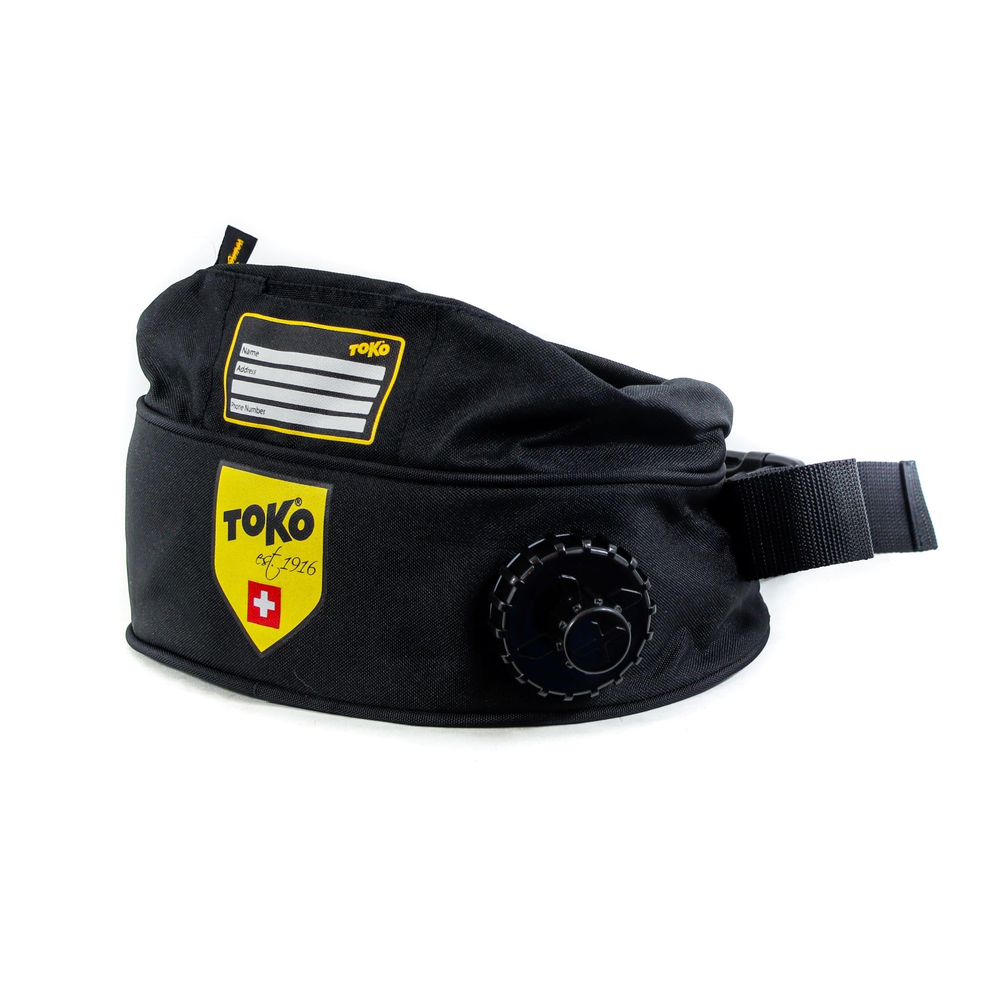 TOKO Insulated Drink Belt – 1 Liter Liquid Storage Compartment – Additional Pocket for Wax or Keys – Machine Washable – Attached Mini LED Flashlight – Black