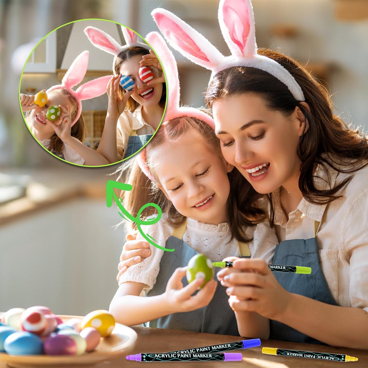 VFANDV Pennarelli Acrilici, 24 Couleurs Pennarelli Indelebili Feutre Acrylique Stylos Permanent Art Set, avec Carta, Tessuto, Vetro, Ceramica, Plastica, Legno, Metallo - Immagine 5