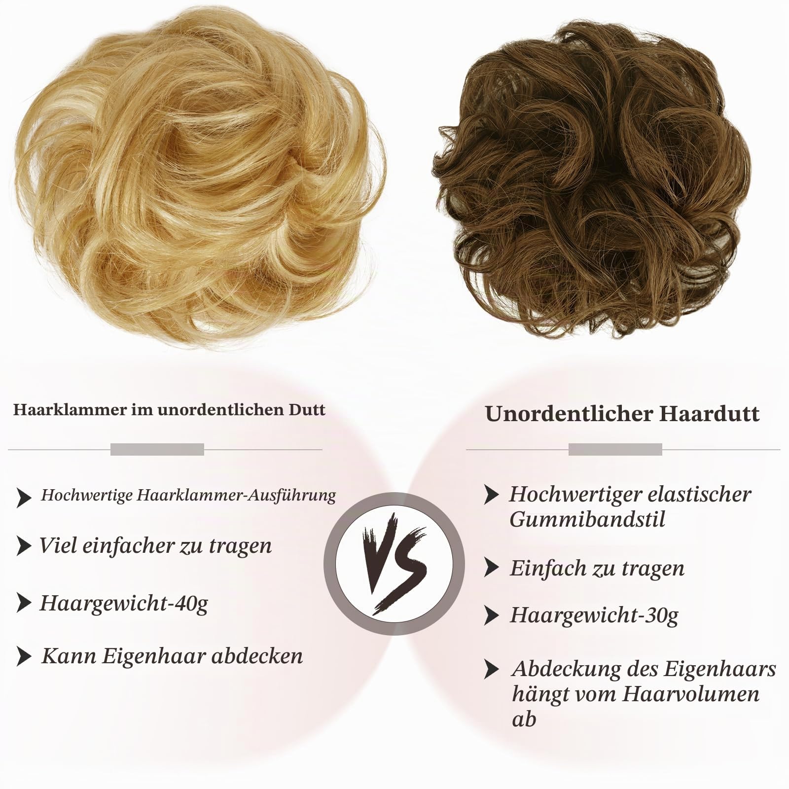 RUWISS Echthaar Dutt mit Klammer, Messy Bun Haarteil Echthaar Dutt für Dünnes Haar Locken Gewellt Haardutt Haarteil Clip für Damen (Goldblond)