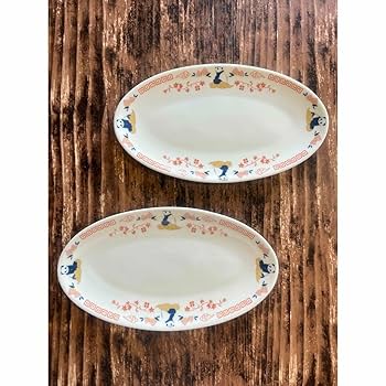 Amazon.co.jp: パンダ柄 中華 オーバル皿 21cm 2枚 : ホーム