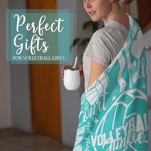 Miniatura 2 de InnoBeta Regalos de voleibol para adolescentes y equipo, manta de voleibol - 50 x 65 pulgadas (verde azulado)