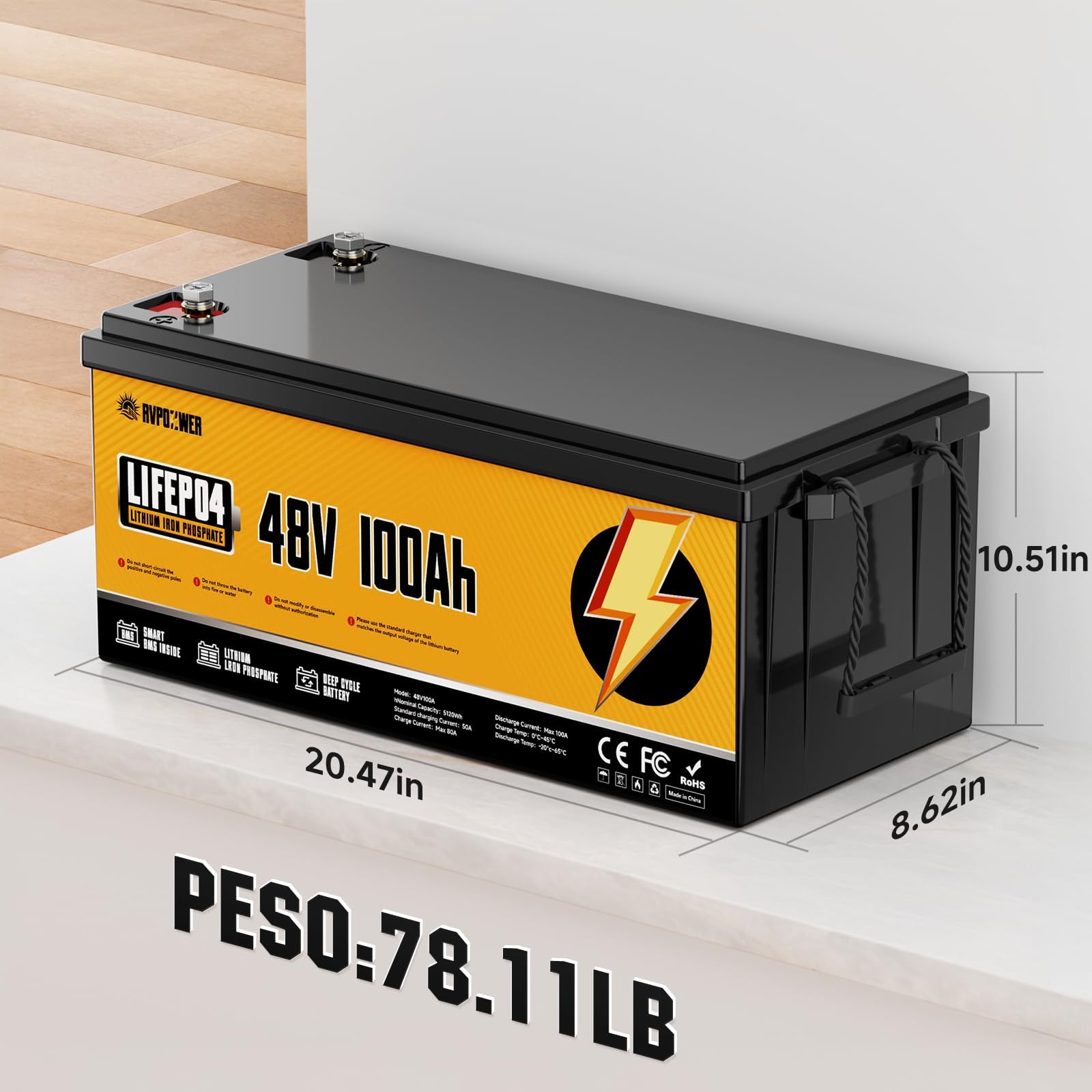 48V 200Ah LiFePO4 Batterie, 10.24kWh Solarspeicher System(2er Set)