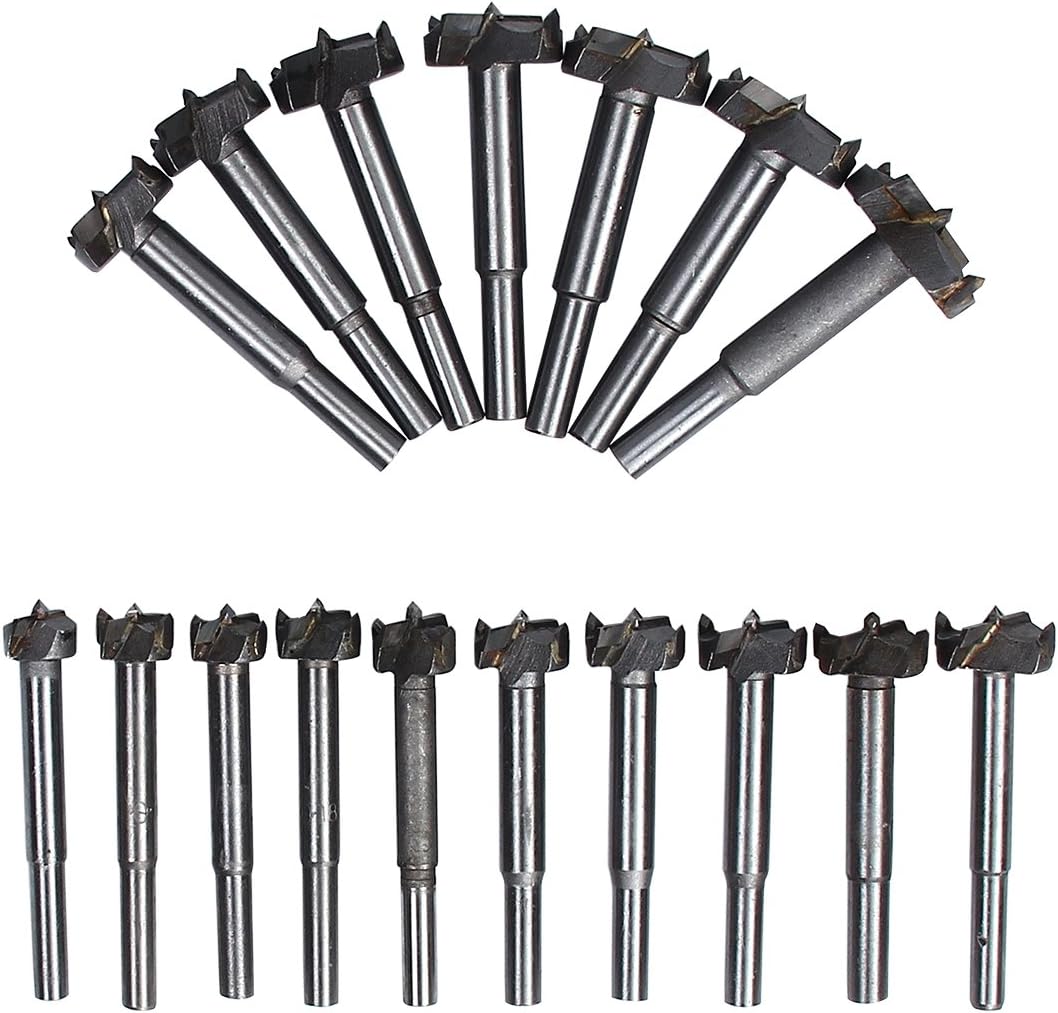 Latinaric 17Pcs Forstner Drill Bits Set Wood Boring Bit Woodworking