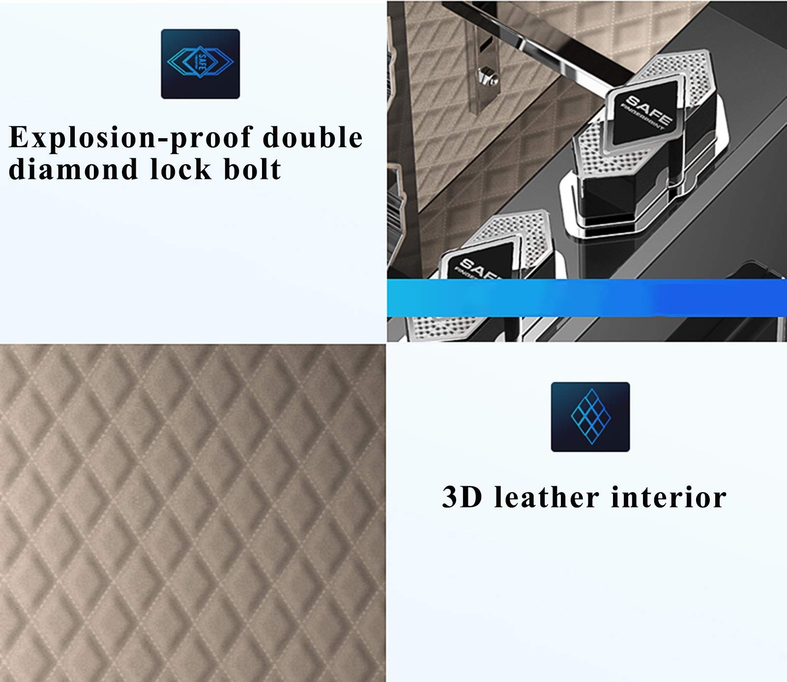 Stahltresor Metall Sicherheitsbox, Sicherheit für Zuhause, persönlich für Geldtresor, Stahl mit Schlüssel, Digitale Sicherheitsbox mit Sensorlicht, Geldschlossbox mit feuerfester Geldtasche