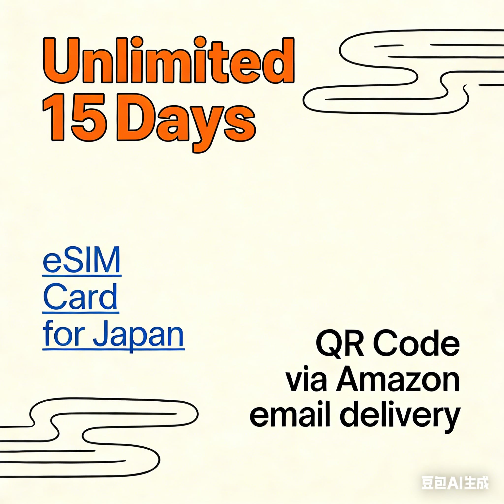 Carte eSIM pour Le Japon, eSIM prépayée Pay-as-You-go, sans Engagement, données illimitées 15 Jours