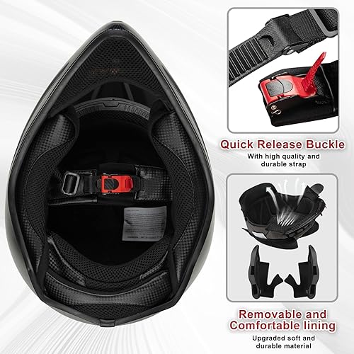 Miniatura 5 de Favoto Casco de motocross para adultos, aprobado por DOT, ligero, para motocrossATVUTV para hombres y mujeres, con visera extraíble y acolchado