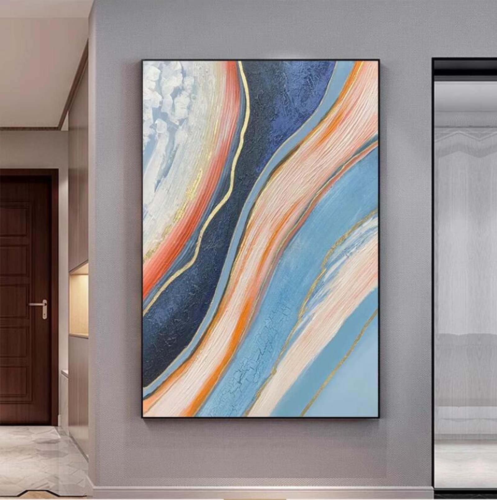 Œuvre d'art murale d'escalier peinte à la main pour créer un foyer unique