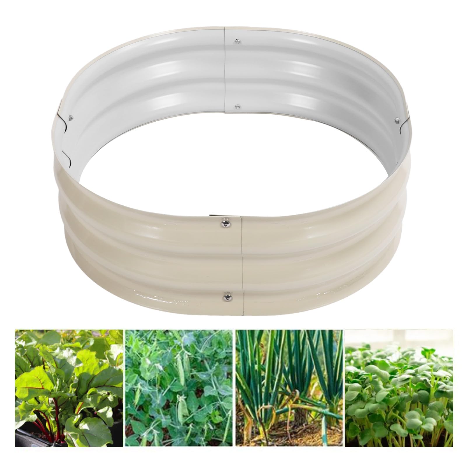 Raised Garden Bed Kit, Improved Stability Garden Planter Box Kit Wrapping Increased Thickness for School for Street (Ivory White)