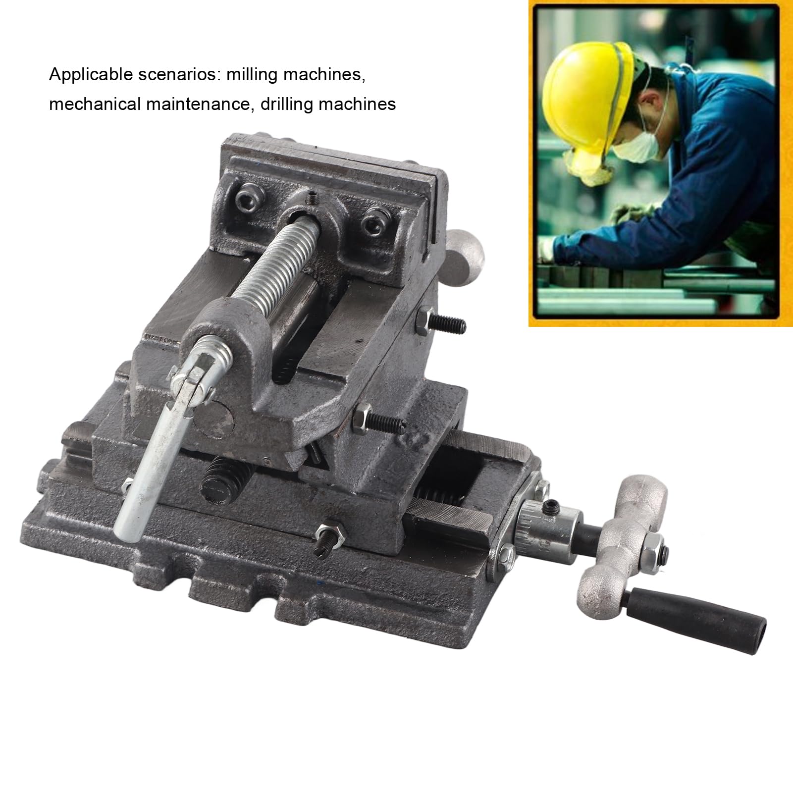 Akozon Morsa da Banco Piatta da 3 Pollici per Fresatrice di Perforazione, Morsa da Tavolo in Ghisa con Base Rinforzata, Ganasce per Metallurgia delle Polveri per Manutenzione Meccanica