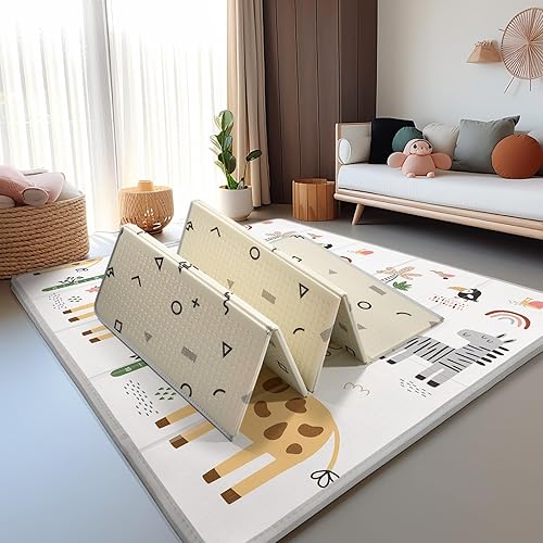 Miniatura 5 de PIGLOG - Tapete de juego de espuma XL de 79 x 71 pulgadas, tapete de juego plegable para patios de juegos, tapete de juego antideslizante