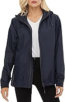 Vista 1 de Chaqueta impermeable ligera para mujer, con capucha, cortavientos ajustable y resistente al viento