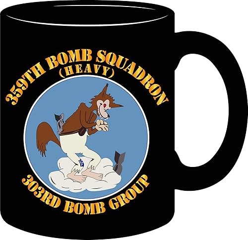 Taza de café negra de 15 oz - AAC - 359th Bomb Squadron - 303rd BG - WWII