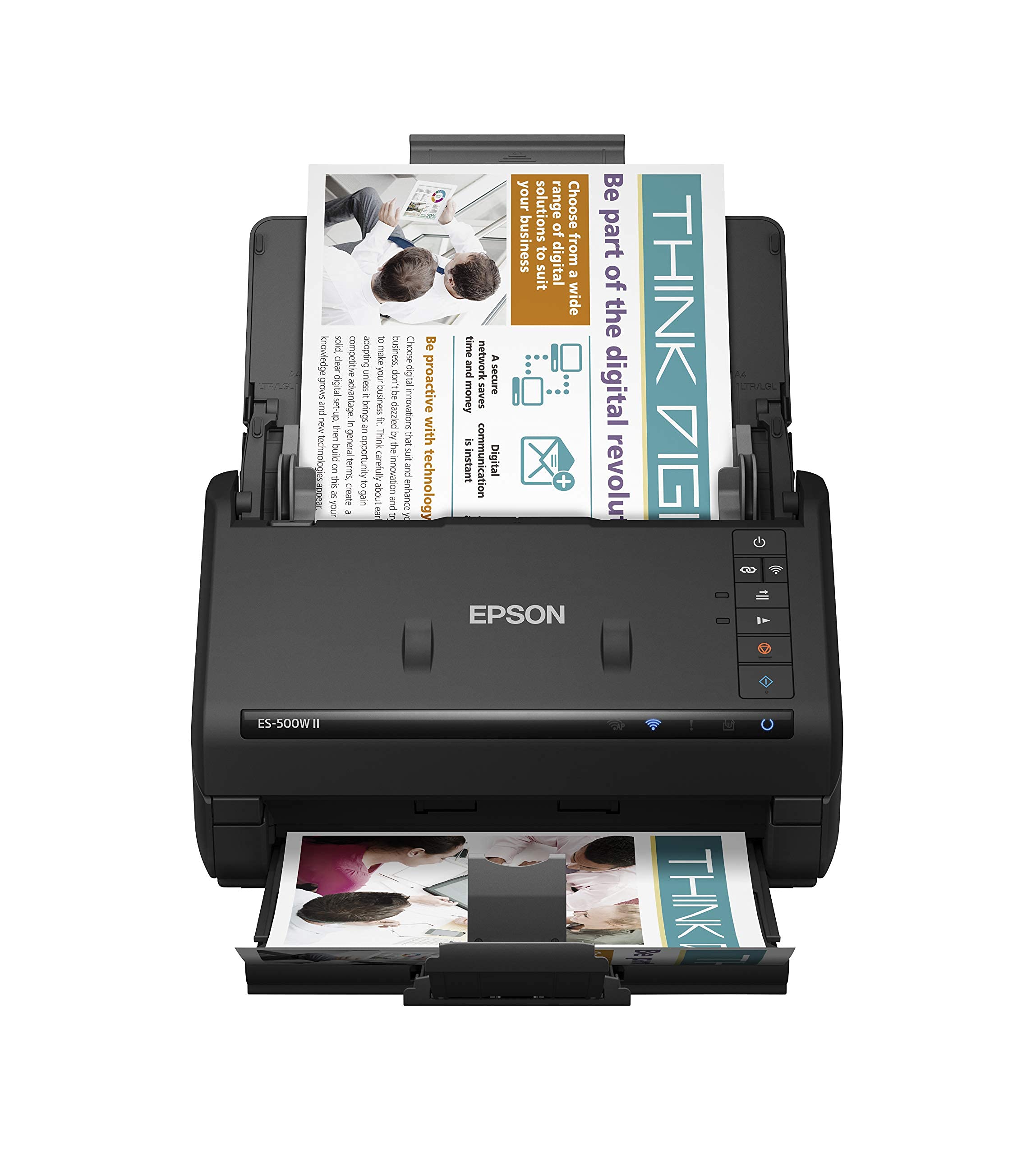 Epson Workforce ES-500W II Wireless Color Duplex Desktop Document Scanner for PCand Mac with Auto Feeder (ADF), Scan from Smartphone or Tablet
