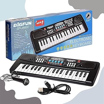 MM TOYS Kids Piano with Mic | 37-Key Portable Electronic Keyboard | 8 Rhythms, 8 Tones, 6 Demos | Beginner Educational Musical Toy for 3-10 Year Old Boys & Girls - image, photos