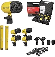 Vista 18 de 5 CORE Kit de micrófono de batería de 7 piezas, micrófonos de batería de metal, Tom/Snare y Cymbals Profesional con cable, incluye soporte