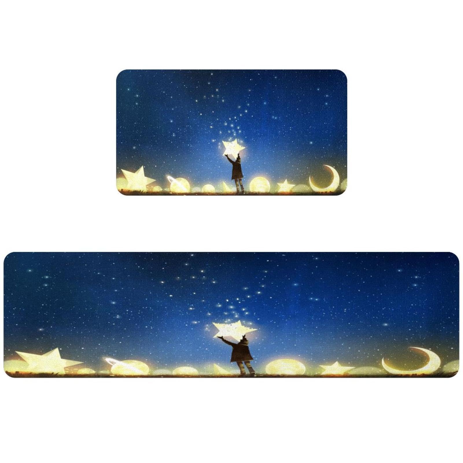 Tapete de cocina de 2 piezas antideslizante y lavable con estrellas