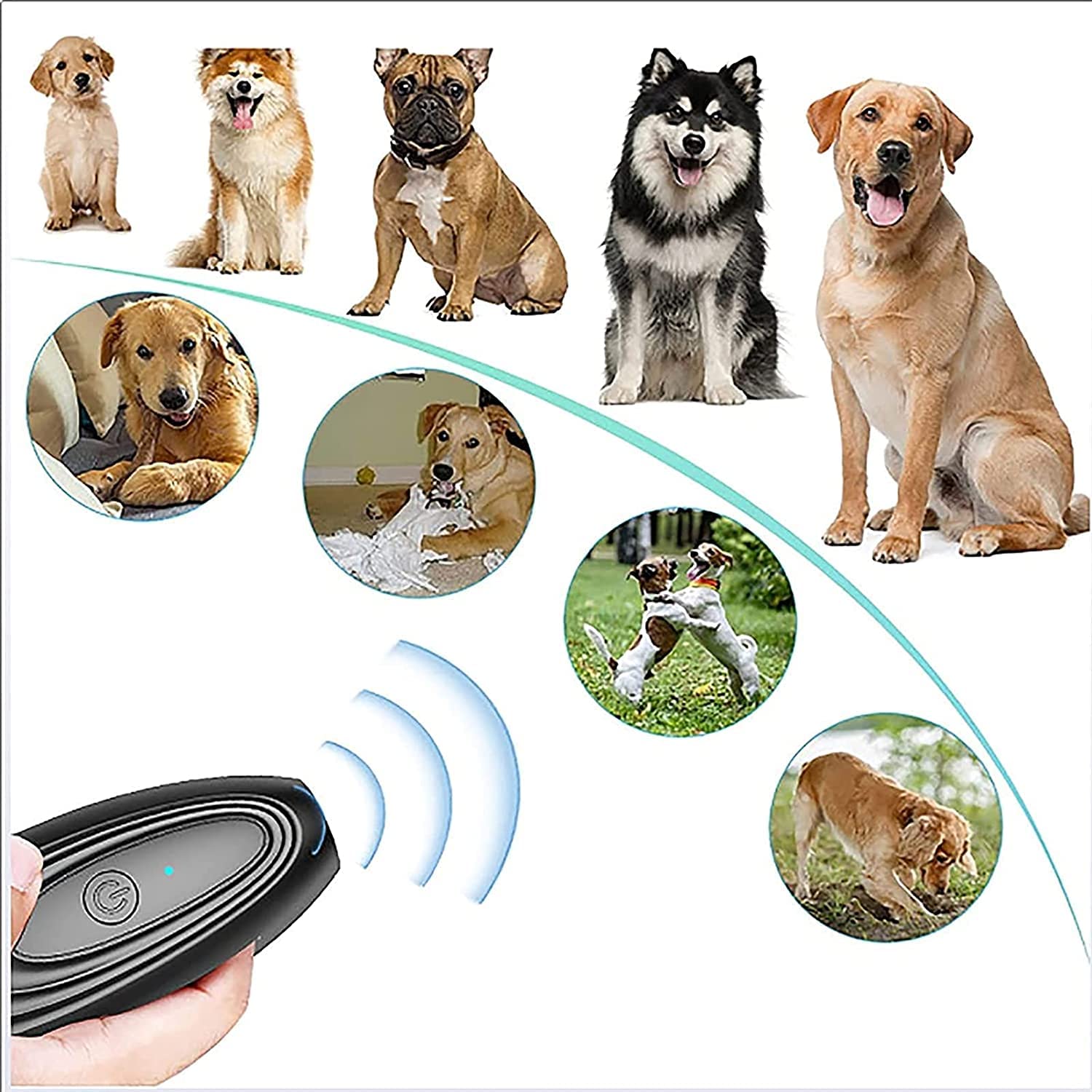 Dispositivo de control de ladridos, dispositivo ultrasónico antiladridos for perros, dispositivo antiladridos 2 en 1 recargable por USB con 3 frecuencias ajustables, entrenador de perros y dispositivo