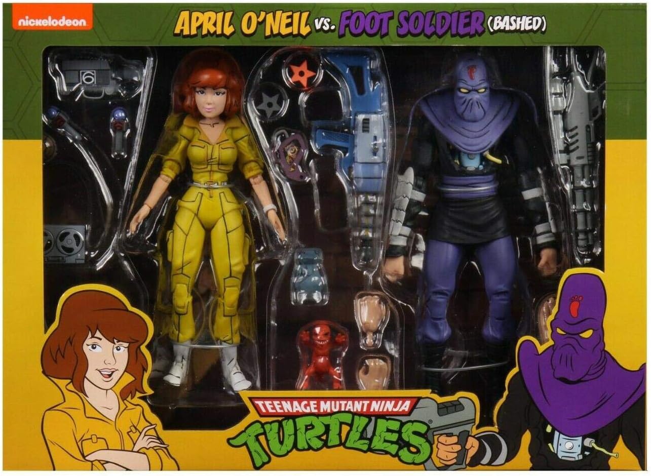 NECA Teenage Mutant Ninja Turtles 7" Scale April O'Neil & Foot Soldier Collectible Action Figures Set