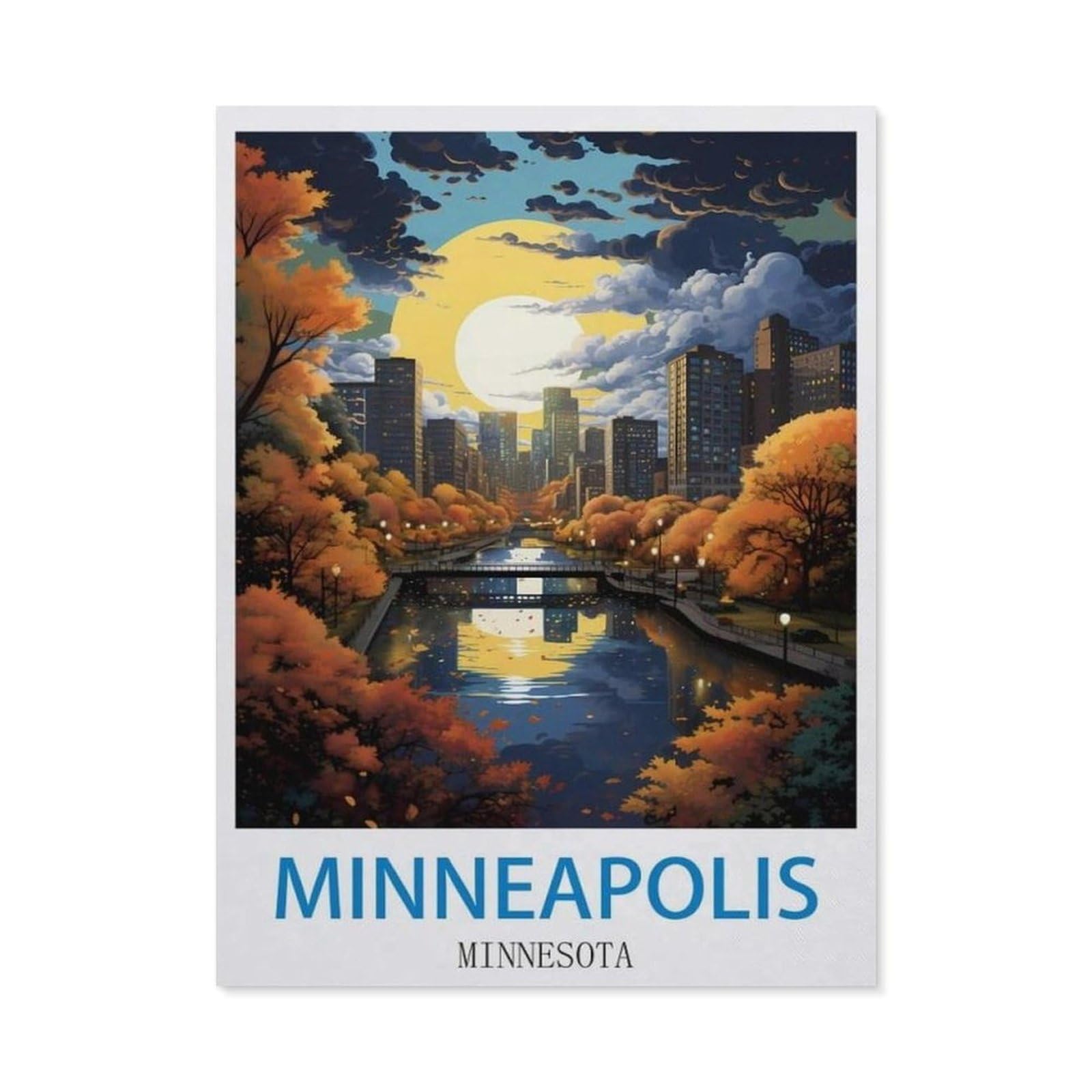 BEAYODKP Diamond Painting，Minneapolis Minnesota，Diamond Painting Art Embroidery Cross Stitch Pictures Gift Wall Decoration（50 x 60 cm/19.68 x 23.62 inches）-CK30