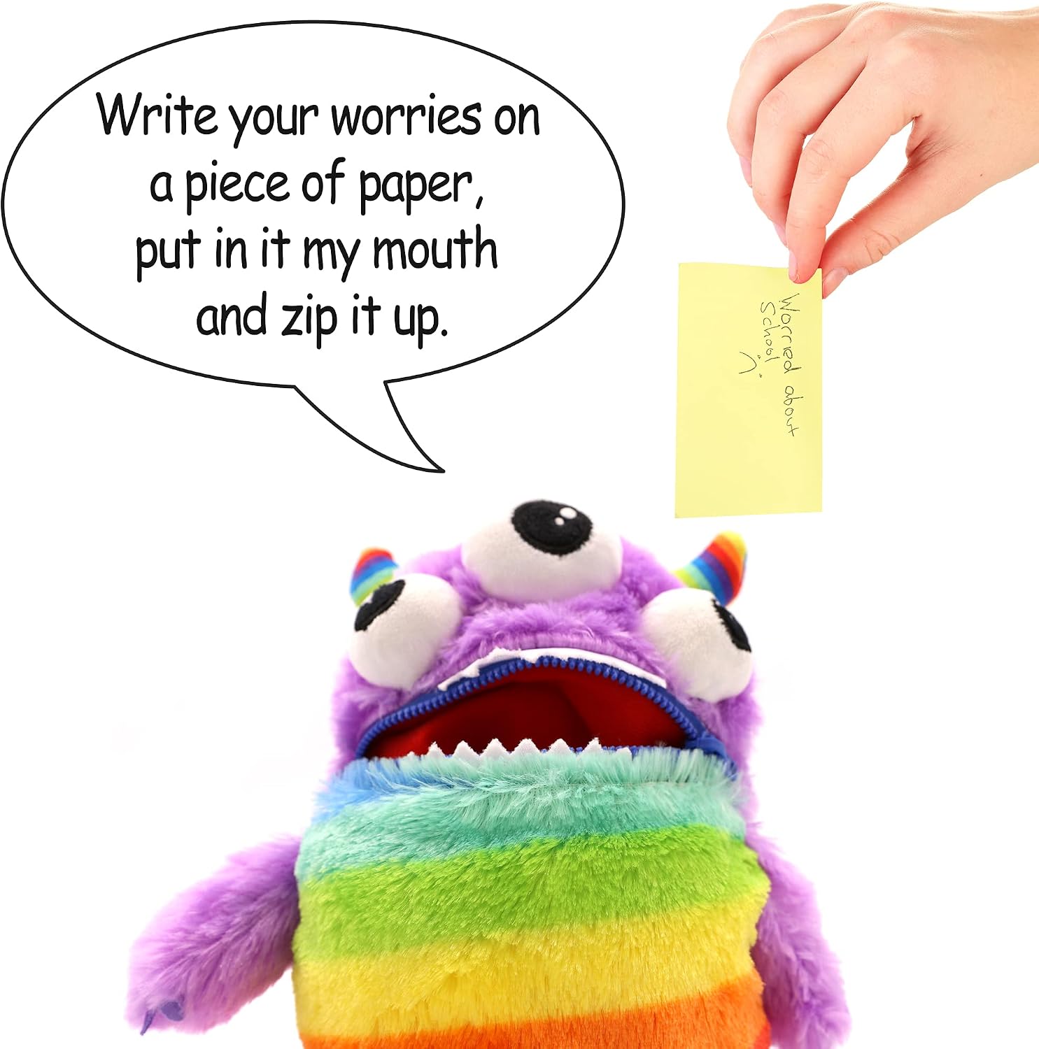 Worry Yummy Children's Monster Soft Toy, 28cm (11") Soft Cuddly Toy For Kids, Boys & Girls Anxiety - Image 5