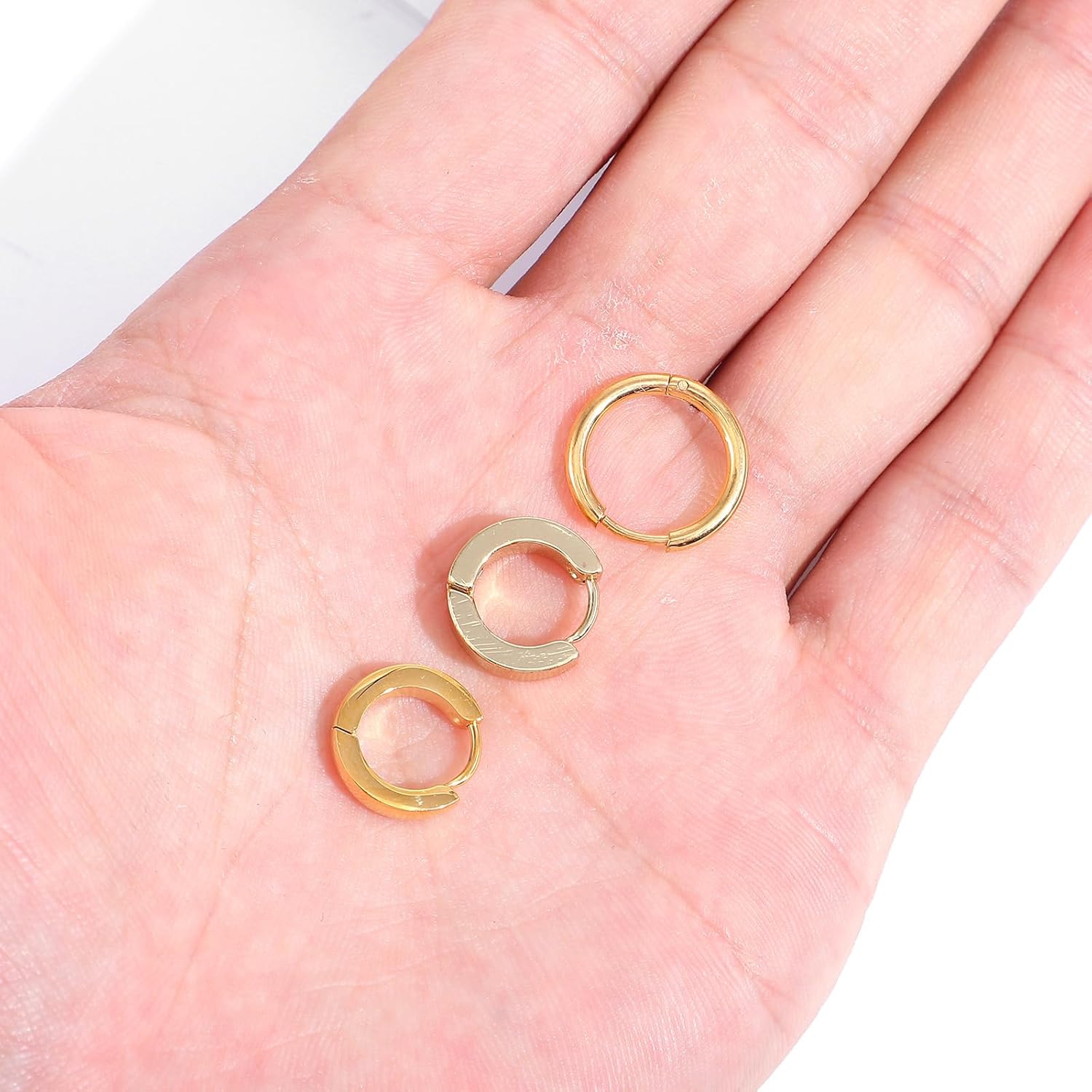 9 Pairs Stainless Steel Small Hoop Earrings Lightweight Minimalist Small Hoops, 14K Gold Silver Black Earrings Multiple Piercing Cartilage Hoop Earring Stack Jewelry for Women Men - Image 6