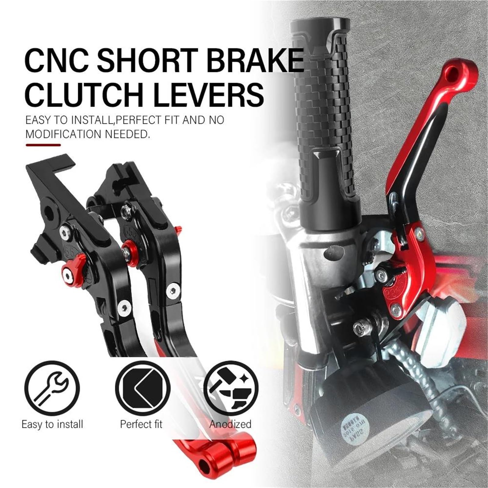 Moto Leviers d'embrayage Frein pour TRANSALP 600 VP VR VS 1993 1994 Leviers Frein À Main Moto Pliables Extensibles Et Réglables Levier d'embrayage Frein(L)