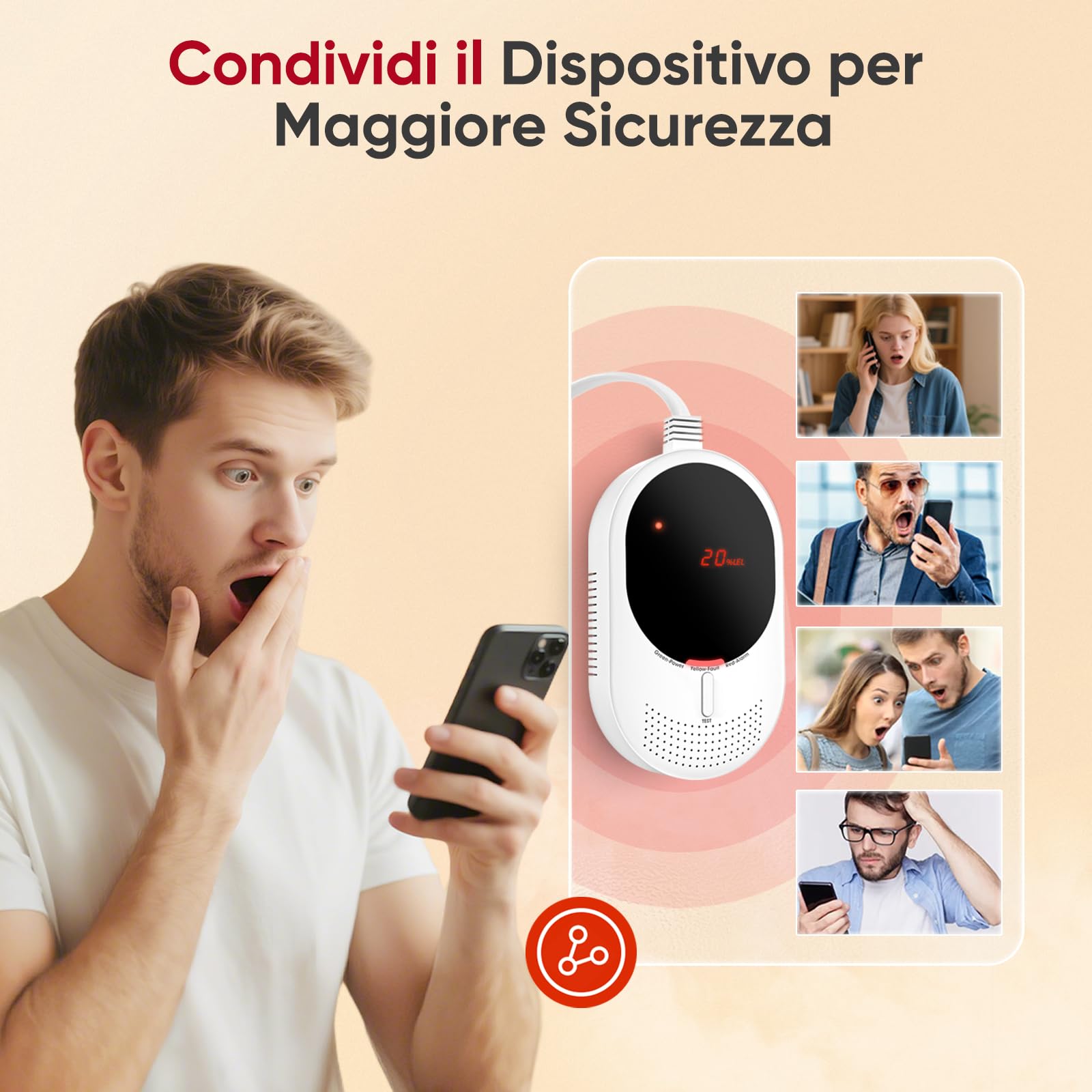 PHYSEN WiFi Rilevatore di Gas e Monossido di Carbonio con Valvola Magnetica e Display LED, Monitoraggio App Smart Life, Certificato EN50291 e EN50194, Ideale per Cucina, Locale, Caldaia, Garage