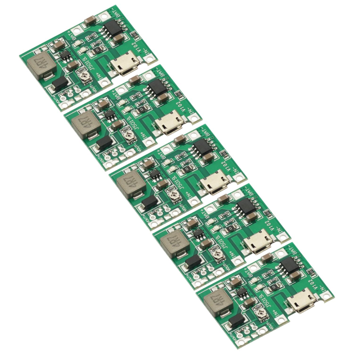 5 Pcs 18650 Lithium Li-ion Battery Charger Module,TP4056 Charging Module,3.7V 4.2V to 9V 5V 2A Lithium Battery Charging Discharge Module Adjustable Step Up Boost Module