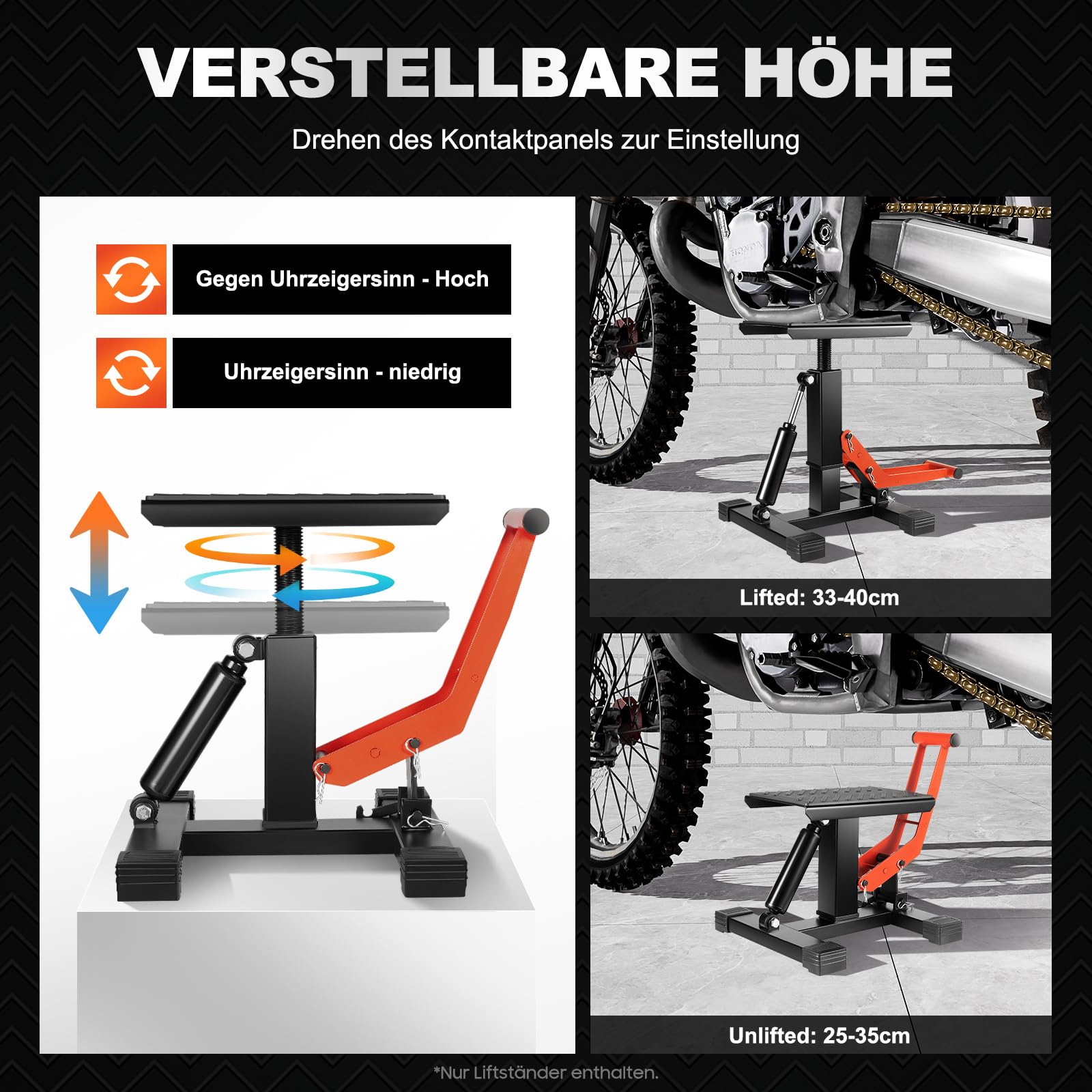Hydraulischer Motorrad Ständer Universal Motorrad Hebebühne Motorradständer Motorradheber Motocross Hubständer Klapp Hebebühne für Reparatur Motocross