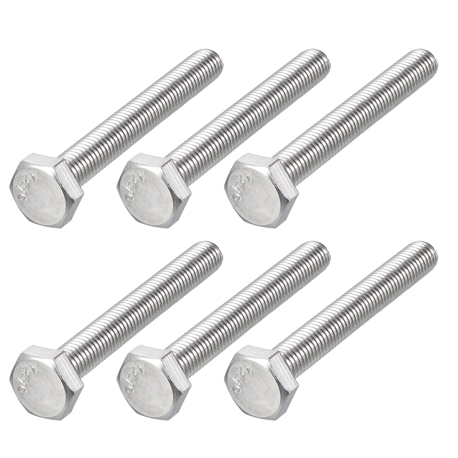 METALLIXITY Hex Bolts (M10-1.5x80mm) 6Pcs, 304 Stainless Steel Coarse Fully Threaded Hex Head Screw Bolt Machine Screws