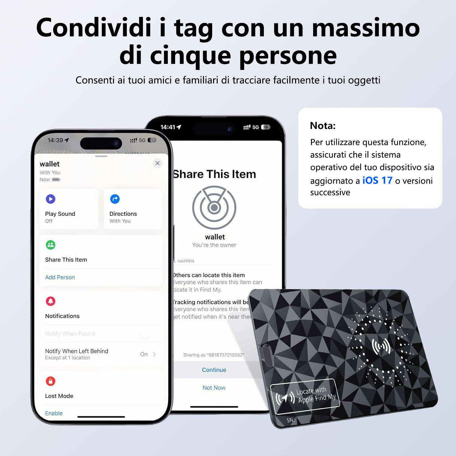 Smart Finder Tag Carta Tracker Ultra Sottile Portafoglio Impermeabile IP67 iOS Find Hub Localizzazione