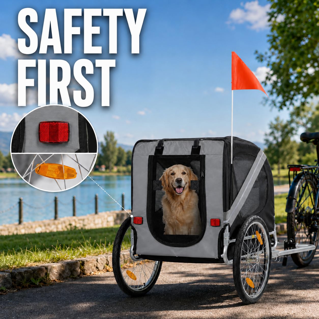 zoomundo Fahrradanhänger Hundeanhänger für Hunde-Transport Silver Frame