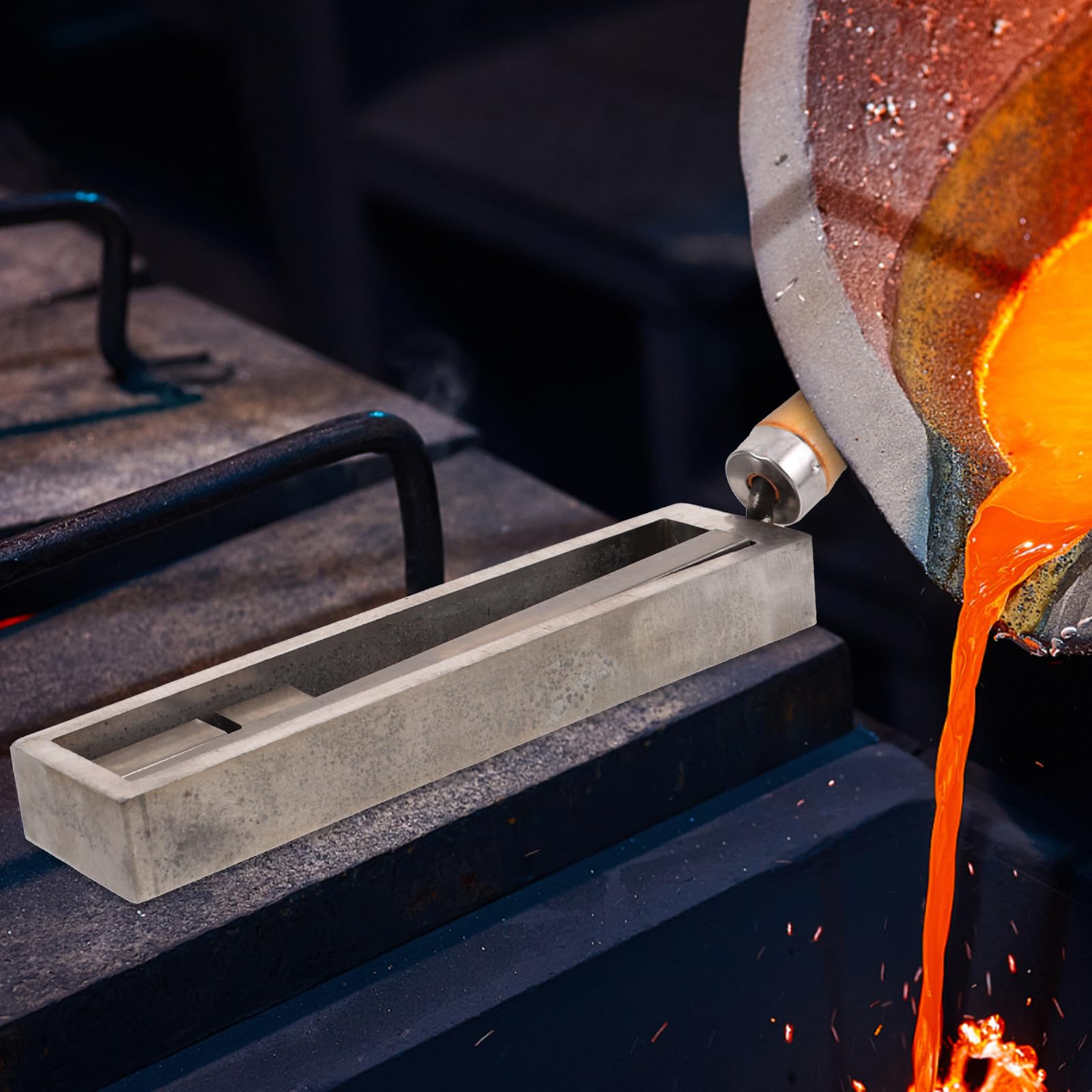 Graphitformen zum Gießen von Metall in Streifenform mit Holzgriff Schnelles Erhitzen und Gießen für Keramik und Glasindustrie