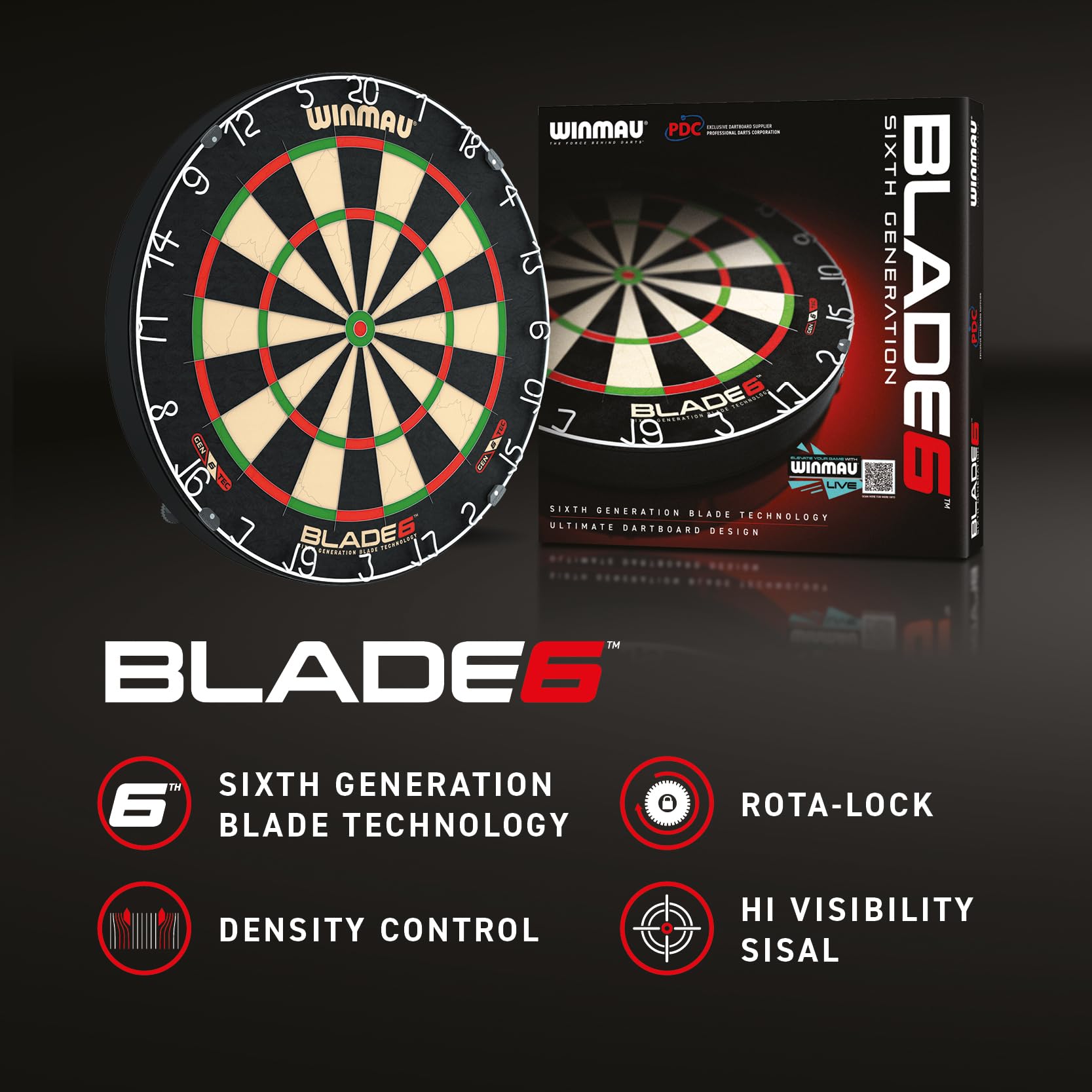 Winmau Blade 6 profesjonalna tarcza do rzutek z surround i 2 zestawami freccette