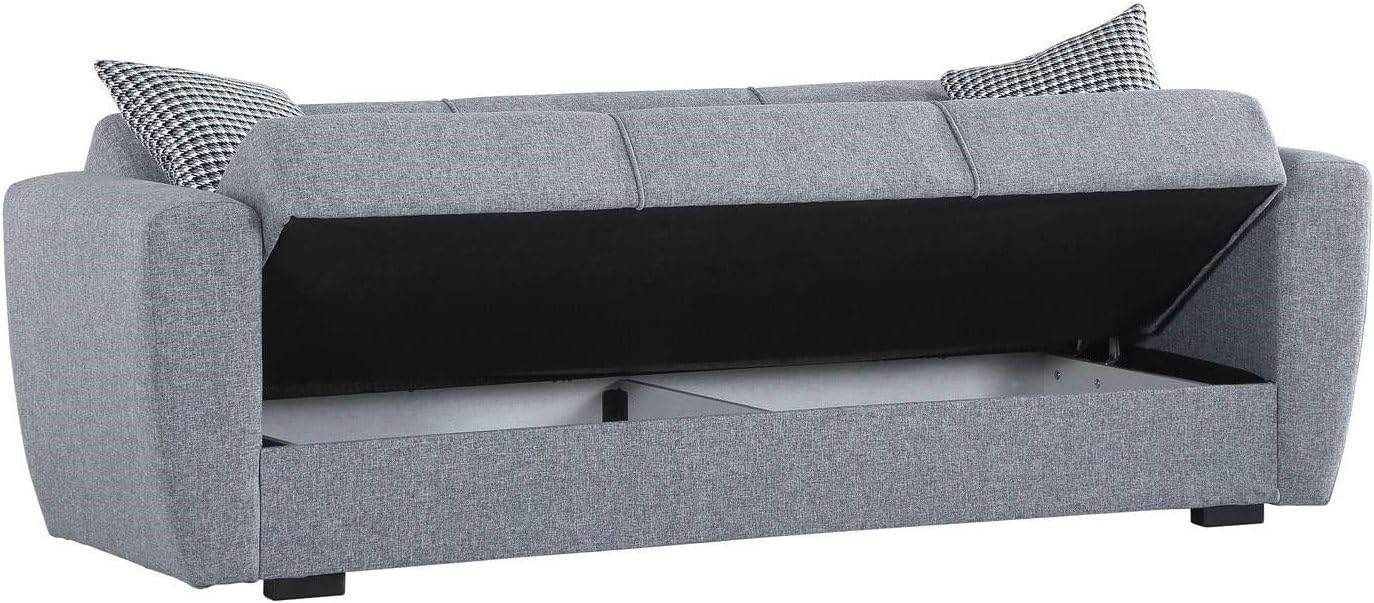 Dmora Escobar 3 Seater Sofa Bed, Linear Storage Sofa, Living Room Sofa, Click-Clack Opening, 223 x 84 x H 80 cm, Grey