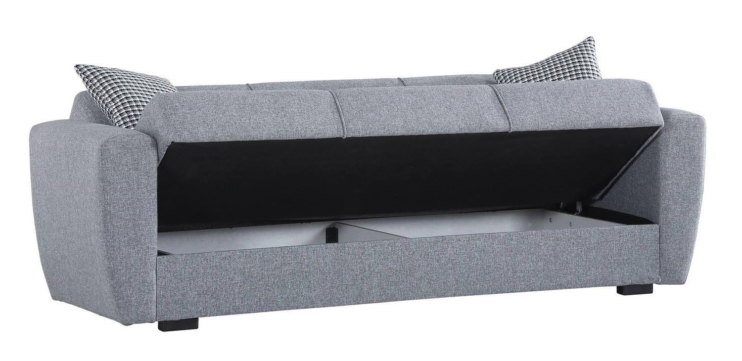 Dmora Divano Letto 3 posti Escobar, Divano Letto Contenitore lineare, Sofà da Soggiorno Apertura Click-clack, 223x84xh80 cm, Grigio
