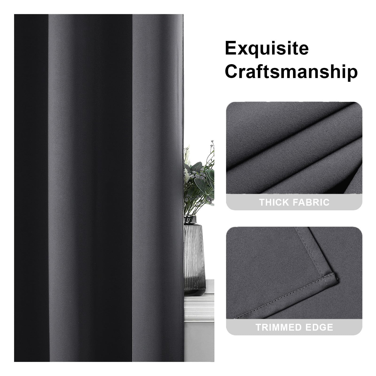 Rideau Occultant 2 Pièces 140x245cm, Rideau Thermique Isolant Anti Froid et Chaleur Tenture Opaque à Oeillets Lumiere Anti UV Decoration Chambre Maison Salon Intérieurs