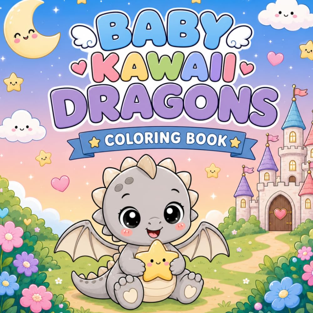 Baby kawaii Dragons: coloring book
